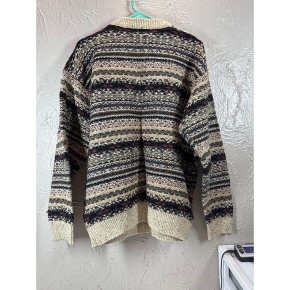 Etchings Vintage 90s Men's Wool Blend Stripe Grandpa Sweater Size Large - Picture 4 of 4